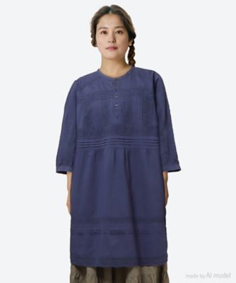 ＜super hakka feuille (Women/大きいサイズ)＞ローン×レーステープパッチワーク×天竺チュニックブラウス　４６１５００６２