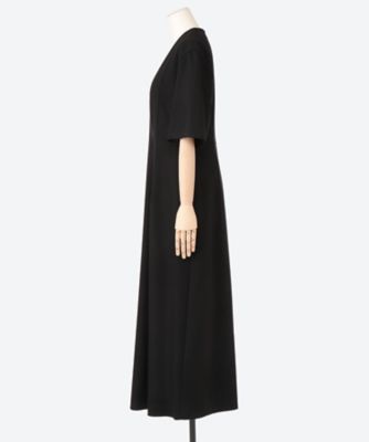 レディース ブラミンク ショートスリーブVネックワンピース リネン混
