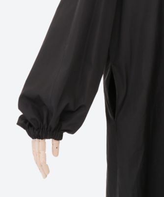 コットンクルーネックギャザースリーブワンピース