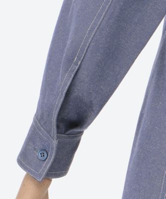 シルクコットンデニムクルーネックブラウス | BLAMINK (Women