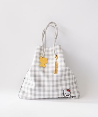 ギンガムチェック巾着 ＨＥＬＬＯ ＫＩＴＴＹ ＧＲＡＹ | ファッション