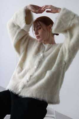 ella shaggy boa knit gilet (ivory)ポリエステル32% - ベスト/ジレ