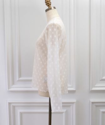 【美品】the toe Freesia Blouse ホワイト Sサイズ Fleur Sheer Tops EI04702 | UNMINOU/アンミヌ
