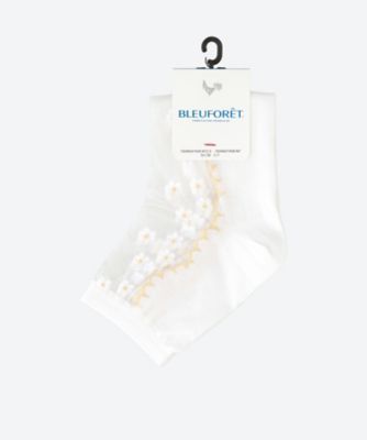 BLEU FORET (Women)/ブルーフォレ ＴＲＡＮＳＰＡＲＥＮＴ　ＡＮＫＬＥ　ＳＯＣＫＳ　ＷＩＴＨ　ＳＭＡＬＬ　ＦＬＯＷＥＲ　ＰＡＴＴＥＲＮ