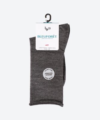 BLEU FORET (Women)/ブルーフォレ SOLID COLORS FINE WOOL SOCKS WITH COTTON INSIDE 6700 charcoal g 靴下【三越伊勢丹/公式】