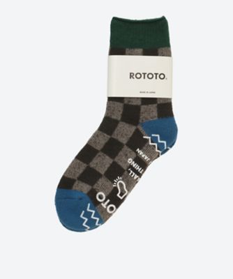 ＜ROTOTO (Men)＞ルームソックス　Ｒ１４９７　ＰＩＬＥ　ＲＯＯＭ　ＳＯＣＫＳ　”ＣＨＥＣＫＥＲＢＯＡＲＤ”