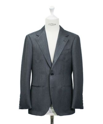 リングヂャケット　スーツ　グレー　モヘア混　46 ウィンターモヘヤ チャコールグレースーツ S