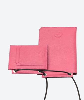 極美品 ラルコバレーノ スマートWショルダーウォレット モカ ピンク 