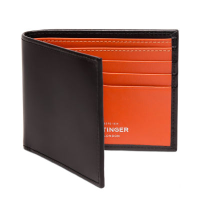  二つ折り財布小銭入れなし スターリングシリーズ ブラック×オレンジ 財布・マネークリップ