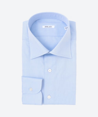 フライ FRAY コットン ストライプ ワイドカラー ドレスシャツ ブルーxホワイト【サイズ42】【メンズ】