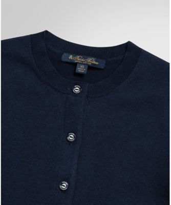 スーピマコットン　クルーネック　カーディガン　Ｎａｖｙ