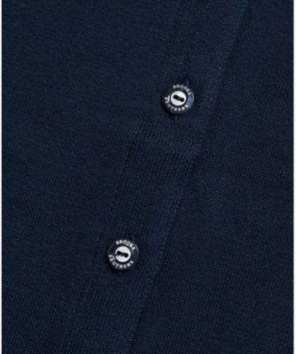 スーピマコットン　クルーネック　カーディガン　Ｎａｖｙ