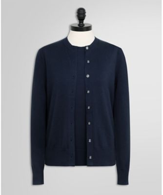 スーピマコットン　クルーネック　カーディガン　Ｎａｖｙ