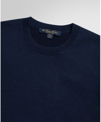スーピマコットン　クルーネック　ショートスリーブセーター　Ｎａｖｙ