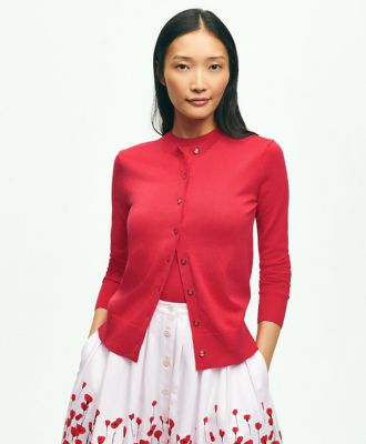 Brooks Brothers/ブルックス ブラザーズ スーピマコットン　クルーネック　カーディガン　ＢｒｉｇｈｔＲｅｄ