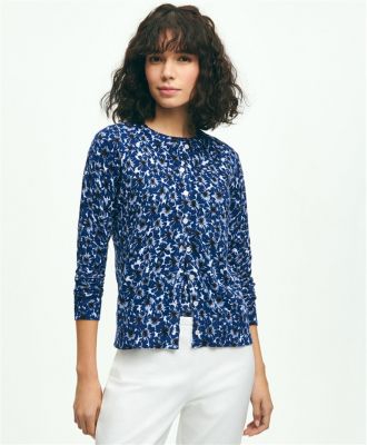 Brooks Brothers/ブルックス ブラザーズ コットン　ポピープリント　クルーネックカーディガン