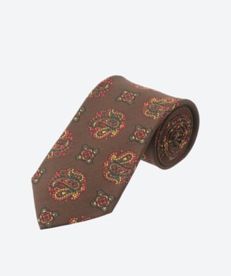 Drake's バーガンディ シルク ネクタイ Drake's バーガンディ シルク ネクタイ Burgundy Multi Stripe
