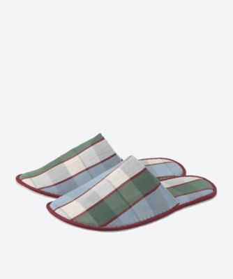 ＜loomer (Men)＞スリッパ　Ｃｏｔｔｏｎ－Ｌｉｎｅｎ　Ｃｈｅｃｋｅｄ　Ｆａｂｒｉｃ　Ｓｌｉｐｐｅｒｓ　ＬＭ１２６－ＳＰ１０２