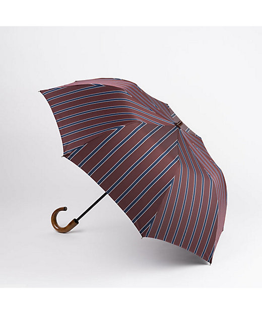 ＜三越伊勢丹/公式＞ 折りたたみ傘 トラッドストライプ ワイン 傘・日傘