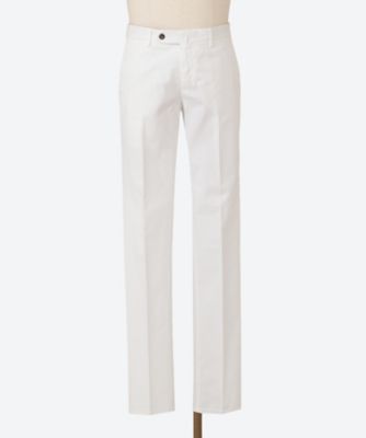 ホワイト スリムフィット パンツ エンボス加工 ホワイト スリム