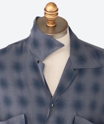 シャツ　ＢＬＵＲＲＥＤ　ＯＭＢＲＥ　ＰＬＡＩＤ　ＯＰＥＮ　ＣＯＬＬＡＲ　ＳＨＩＲＴ　２５Ｓ―７―ＹＫ２５ＳＳ０９４６ＳＨ