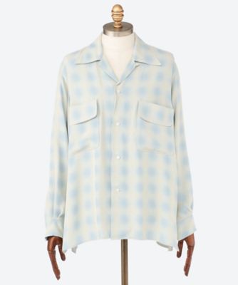 シャツ　ＢＬＵＲＲＥＤ　ＯＭＢＲＥ　ＰＬＡＩＤ　ＯＰＥＮ　ＣＯＬＬＡＲ　ＳＨＩＲＴ　２５Ｓ―７―ＹＫ２５ＳＳ０９４６ＳＨ