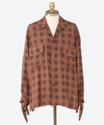 シャツ　ＢＬＵＲＲＥＤ　ＯＭＢＲＥ　ＰＬＡＩＤ　ＯＰＥＮ　ＣＯＬＬＡＲ　ＳＨＩＲＴ　２５Ｓ―７―ＹＫ２５ＳＳ０９４６ＳＨ