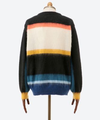 カーディガン MOHAIR BORDER V―NECK ZIP