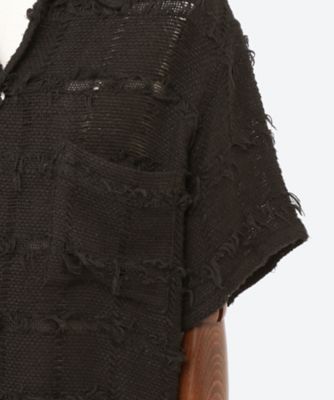 シャツ FRINGE CHECK TWEED OPEN COLLAR
