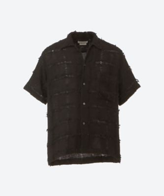 YOKE (Men)/ヨーク シャツ FRINGE CHECK TWEED OPEN COLLAR SHIRT 25W―3―YK25SS001005SH BLACK トップス【三越伊勢丹/公式】