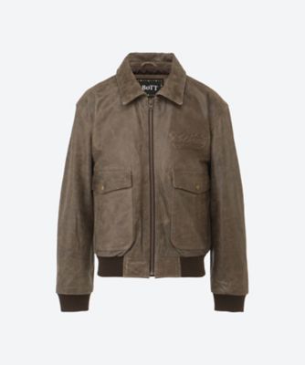 【送料無料】BoTT (Men)/ボット ジャケット 25W―1―Script Logo Cracked Leather Jacket Brown コート・ジャケット【三越伊勢丹/公式】
