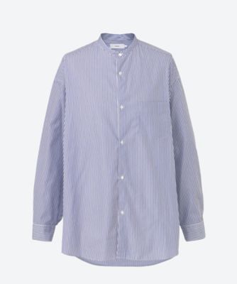＜Graphpaper (Men)＞シャツ　Ｂｒｏａｄ　Ｓｔｒｉｐｅ　Ｌ／Ｓ　Ｏｖｅｒｓｉｚｅｄ　Ｂａｎｄ　Ｃｏｌｌａｒ　Ｓｈｉｒｔ　２６Ｓ－５４－ＧＭ２５４－５００２３ＳＴＢ
