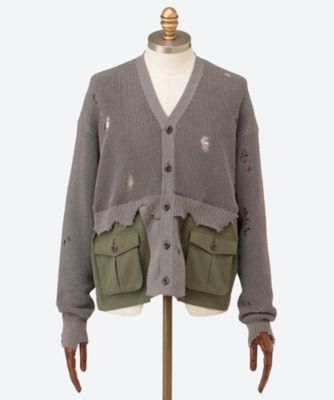 ＜KHOKI (Men)＞カーディガン　Ｄｅｓｔｒｏｙｅｄ　Ｋｎｉｔ　Ｃａｒｄｉｇａｎ　２６Ｓ－１０－２６ｓｓ－ｋ－０２