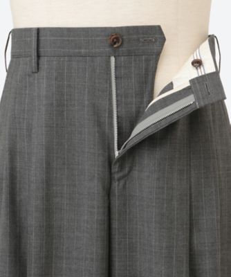 パンツ Pleated Stripe Summer Wool