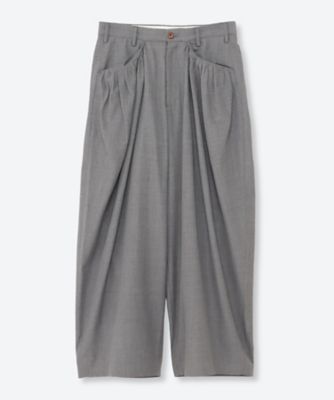 パンツ Gather－detail wool gabardine