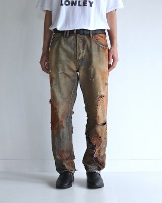 ＜ANACHRONORM(Men) ＞デニムパンツ　１００ーＹＥＡＲ　ＰＲＯＣＥＳＳＩＮＧ　ＴＡＰＥＲＥＤ　５Ｐ　ＰＡＮＴＳ