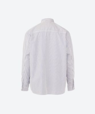 綿ストライプ×綿デニム 切換えシャツ HO―B013―051