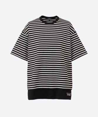 綿圧縮天竺ボーダー×綿天竺無地　半袖Ｔシャツ　ＨＯ―Ｔ０１６―０５１
