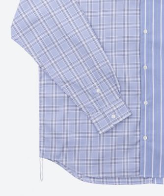 セット　ネイビー　ロゴ　チェック　ストライプ　シャツ クロップド ストライプ シャツ | Lazy Styles（レイジースタイル