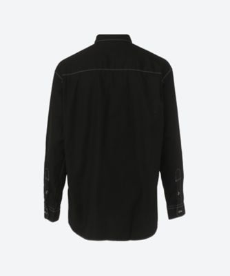 ブラック　コムデギャルソン　長袖ブラウス　綿ブロード　サイズXL 長袖シャツ 綿ブロード×ウールガーゼ 製品加工 ブラウス HP―B011