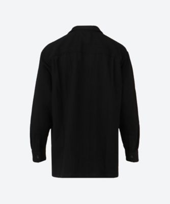 ウールヘリンボーンツイード縮絨×ウールニット編地 シャツ HPー