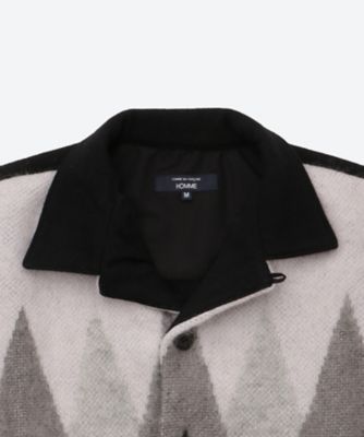 ★tricots comm des garçon ウールヘリンボーンシャツ ウールヘリンボーンツイード縮絨×ウールニット編地 シャツ HPー