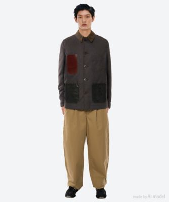 送料無料】ウールカシミヤチェックツイード×レザー ジャケット WPー