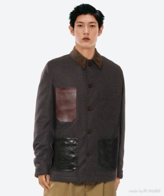 【送料無料】JUNYA WATANABE MAN (Men)/ジュンヤ ワタナベ マン ウールカシミヤチェックツイード×レザー ジャケット WPーJ034ー051 1チャ/コンxクロ コート・ジャケット【三越伊勢丹/公式】