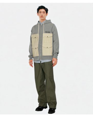 フーディ 綿起毛裏毛×レザー FILSON Wネーム WPーT007ー