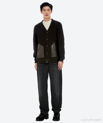 カーディガン 綿リブ×レザー WPーT011ー051 | JUNYA
