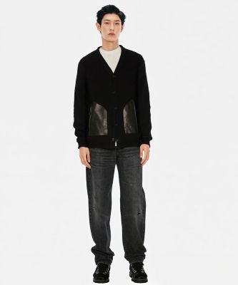 カーディガン 綿リブ×レザー WPーT011ー051 | JUNYA