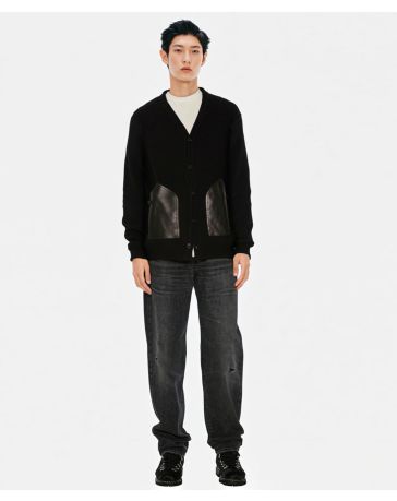 JUNYA WATANABE MAN カーディガン カーディガン 綿リブ×レザー WPーT011ー051 | JUNYA