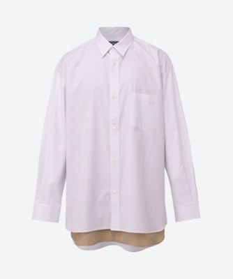 ＜COMME des GARCONS HOMME (Men)＞綿オックスストライプ×エステルブロード　シャツ　ＨＱーＢ００９ー０５１