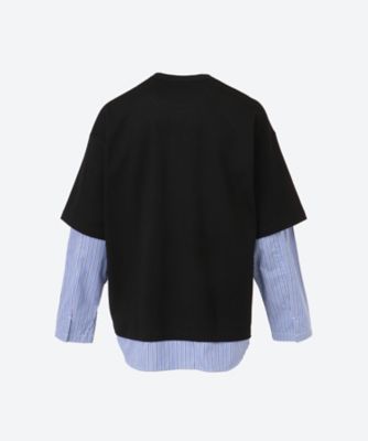 綿度詰天竺×綿ポプリンストライプ Tシャツ HQーT006ー051